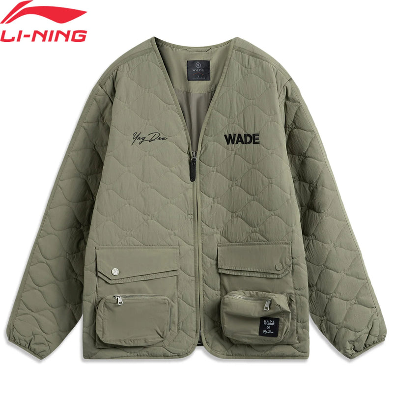 អាវធំបុរស Li-Ning Wade ប្រវែងចង្កេះ ធ្វើពីប៉ូលីអាមីត រលុង ទាន់សម័យបែប Retro អាវធំធម្មតារដូវរងា AJMU285