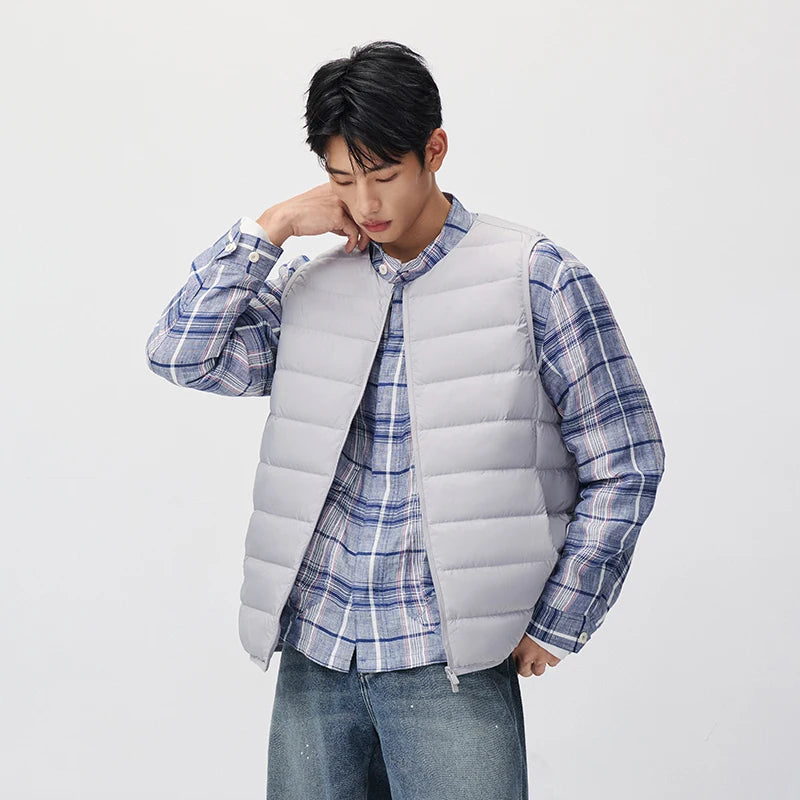 Semir Men Down Vest Lightweight 90 Percent Down Fill Water Repellent Windproof Solid Color Quilted 2026 New Winter Daily Wear