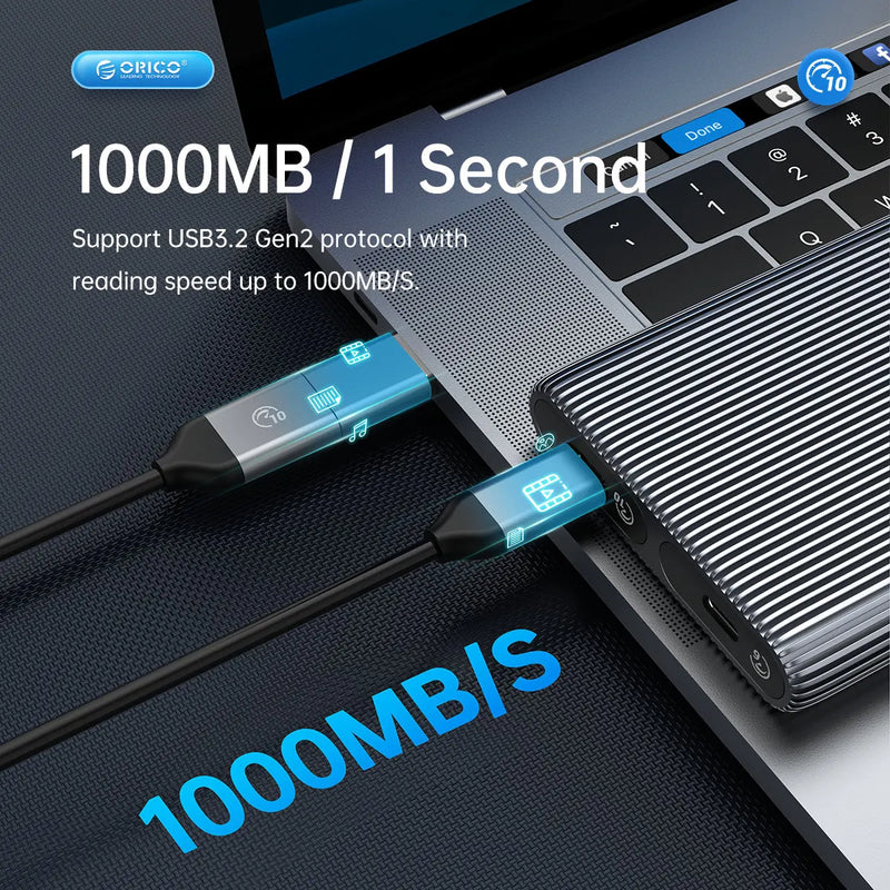 ORICO Dual Bay Aluminum M2 NVMe SSD Enclosure USB3.1 Gen2 10Gbps For M Key M&B Key NVMe PCIe SSD With Built-in Cooling Vest