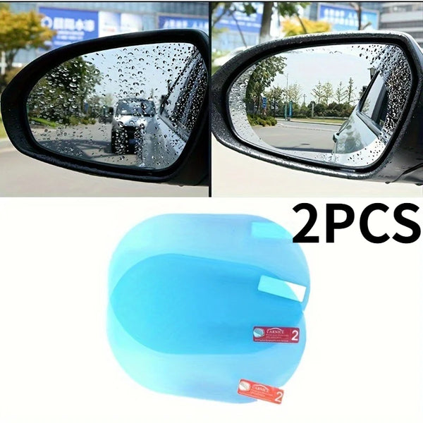 2pcs Car Rearview Mirror Rainproof Film,Full Screen Anti Fog,Waterproof Membrane,for Smooth Driving In Rainy And Foggy Weather