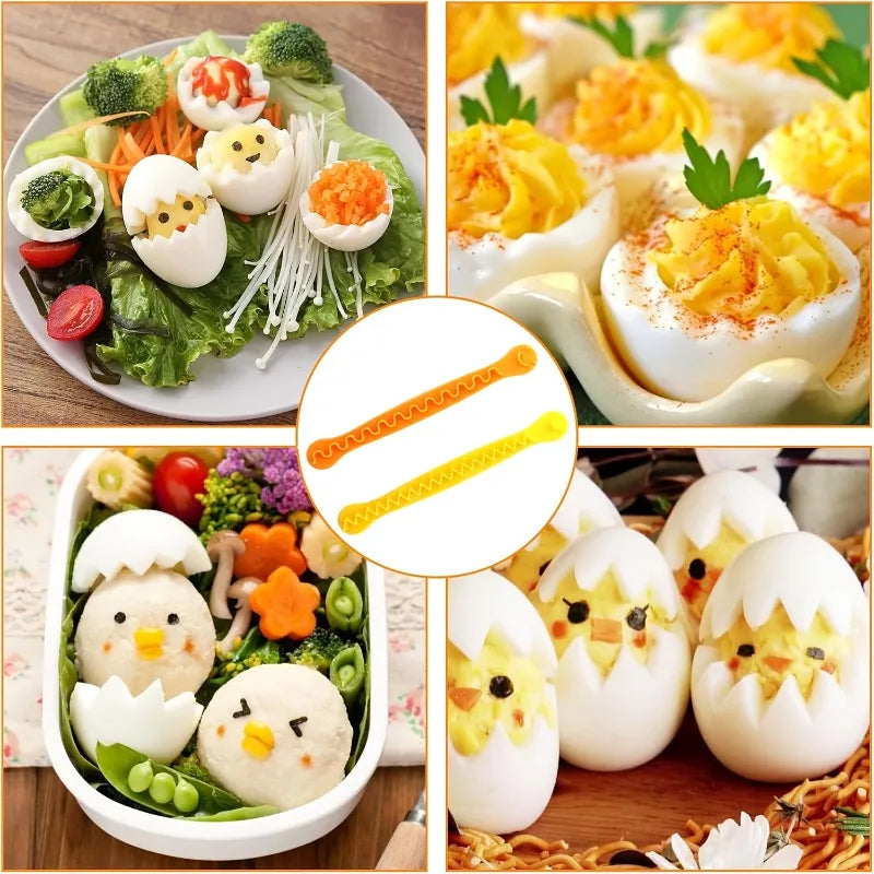 2pcs/set Fancy Cut Egg Cutter, Flower-Shaped Egg Tool for Boiled Eggs, Household Kitchen Gadget, Mandoline,Kitchen Accessories