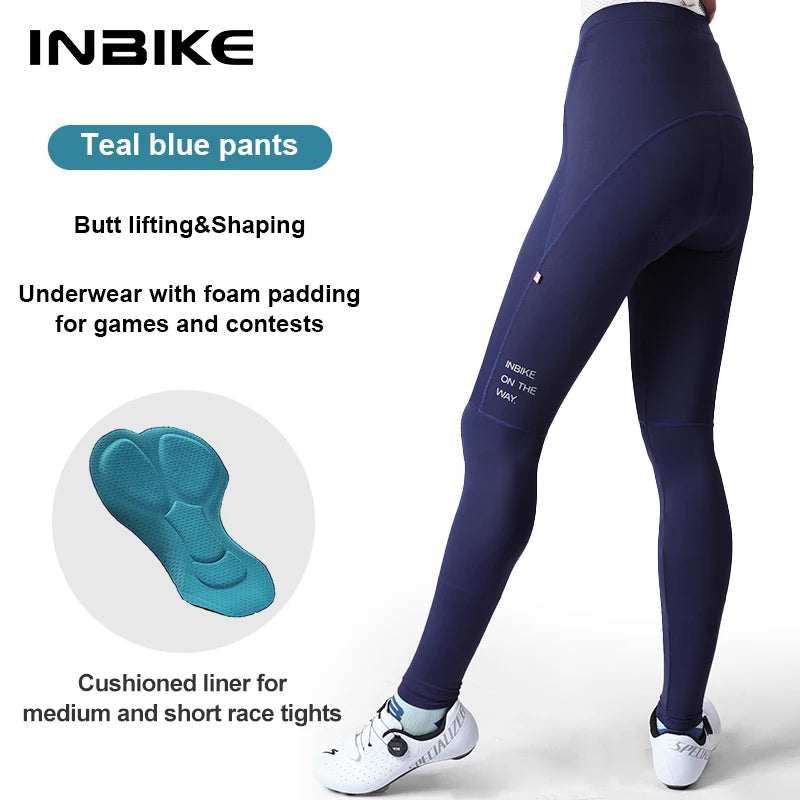 INBIKE 2024 Women's Cycling Pants Long Padded Bike Tights Legging for Riding with Pockets MTB Mountain Biking Pants Accessories