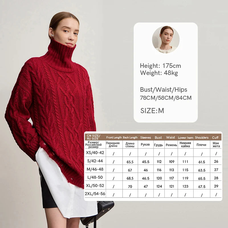 Amii Turtleneck Sweaters For Woman 2026 Winter New Warm Retro Long Sleeves Sweater Loose Pullover Knitting Women's Top 12544155