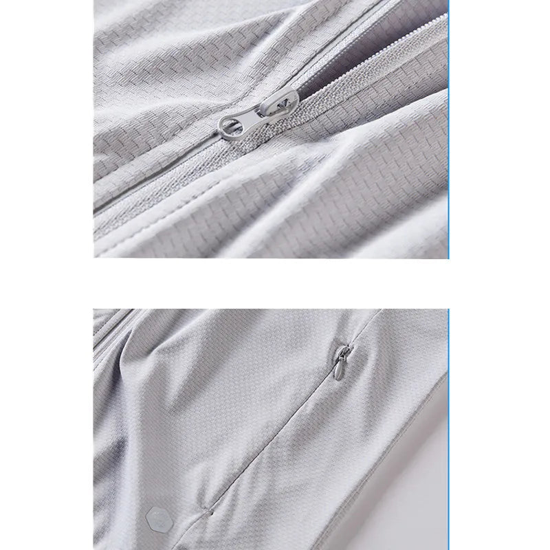 2026 New Women Long-sleeved Hooded Sunscreen, Summer Men Universal UV Light Breathable Jacket, Ice Silk Sports Coat