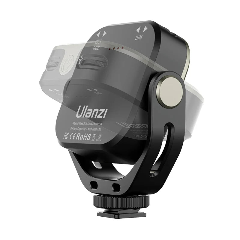 ភ្លើងវីដេអូ Ulanzi VL66 RGB 2500-6500K CCT បង្វិលបាន 360° ភ្លើងពេញ 2000mAh ជាមួយវីស 1/4 សម្រាប់ជើងកាមេរ៉ាថតវីដេអូ Vlog ផ្ទាល់