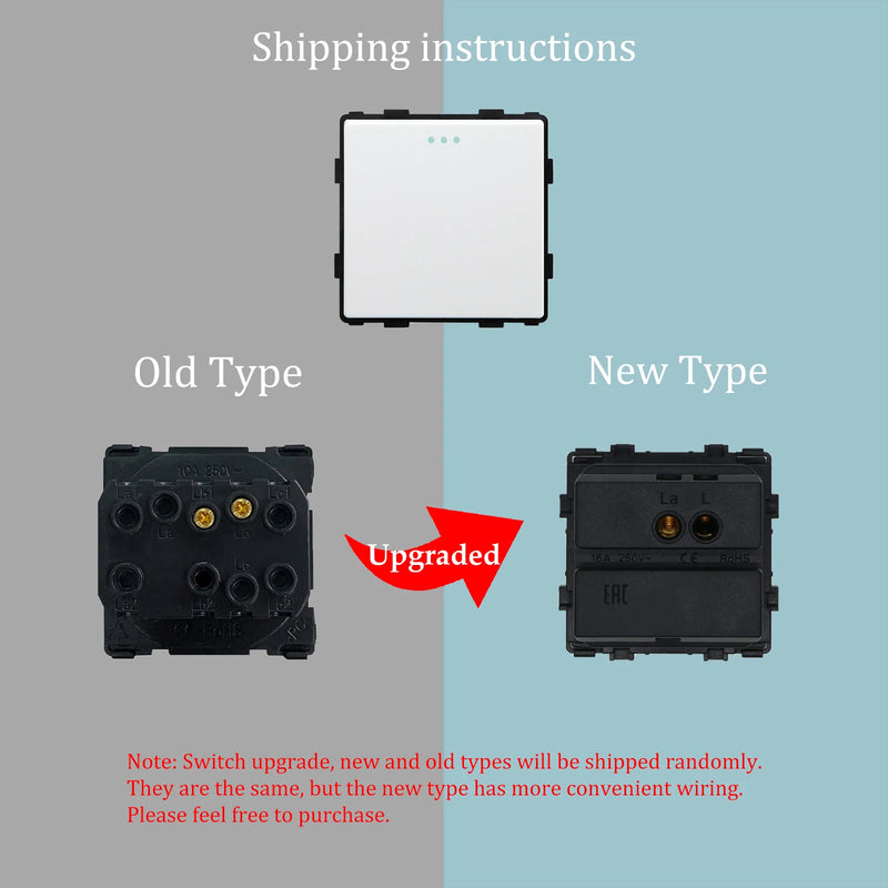 BSEED EU Standard Wall Light Switch Module Electrical Outlets Button Switch DIY Function Part Glass Panel Free Collocation Gold