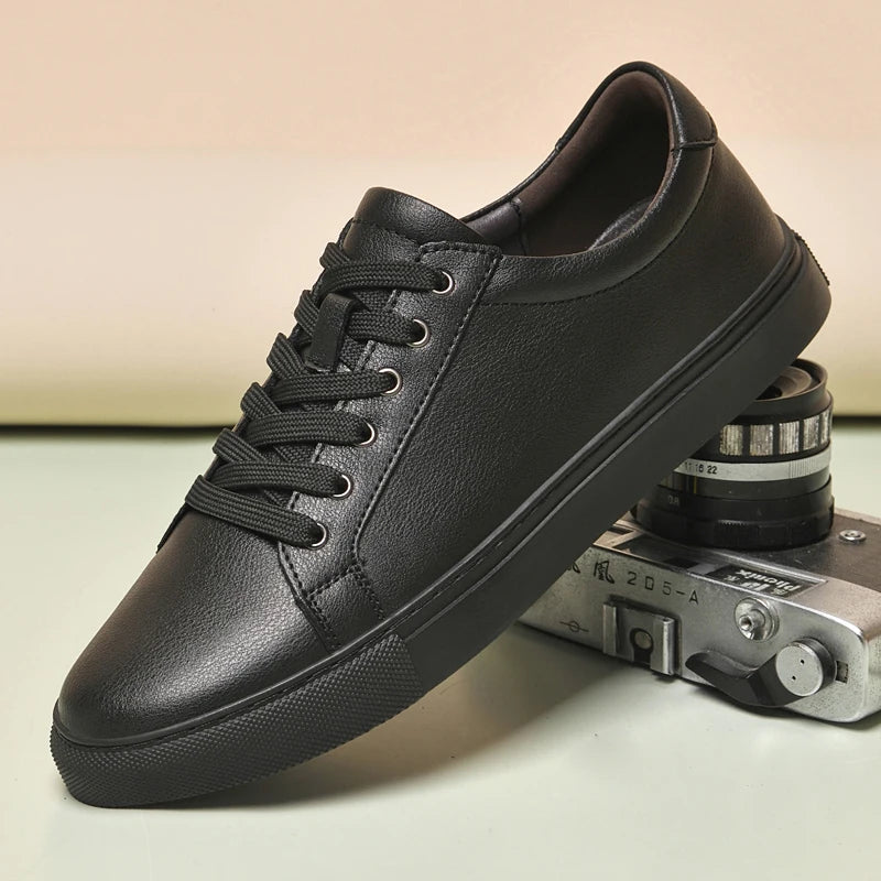 Mens Plus Big Size 48 49 50 Pure White Shoes Men Fashion Flat Shoes Leather Casual Shoes Comfortable