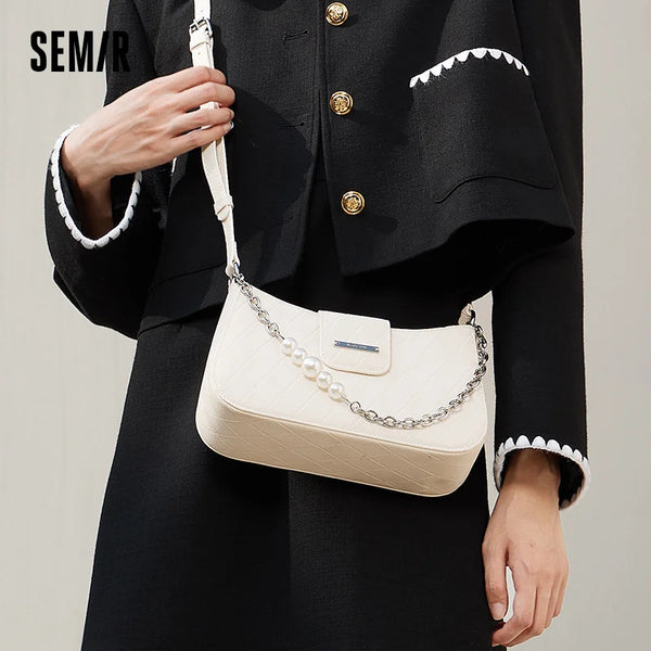 Semir Bag Women Underarm Bag High-End Fashion Diamond Pattern Stylish Shoulder Bag Elegant Womens Bag 2025 New Design
