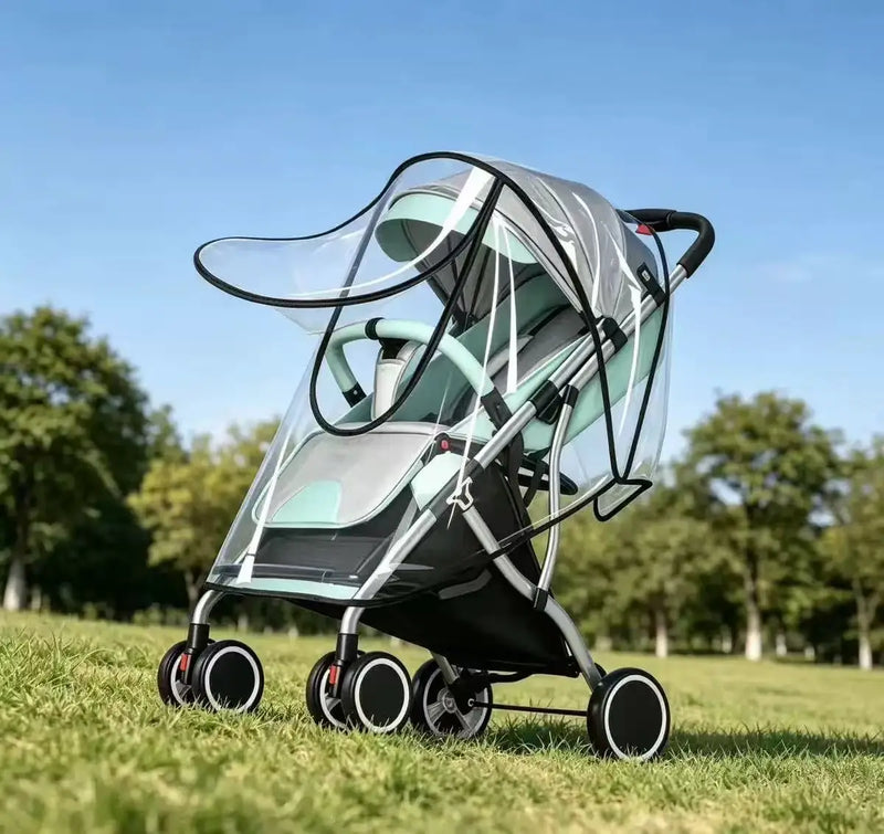 Universal Waterproof Pram Rain Cover Baby Stroller Accessories Transparent Wind Dust Shield Zipper Open for Pushchairs Raincoat