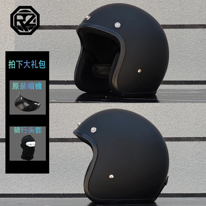 ORZ motorcycle retro helmet 3/4 motorcycle half helmet suitable for both men and women, lightweight small helmet body capacete