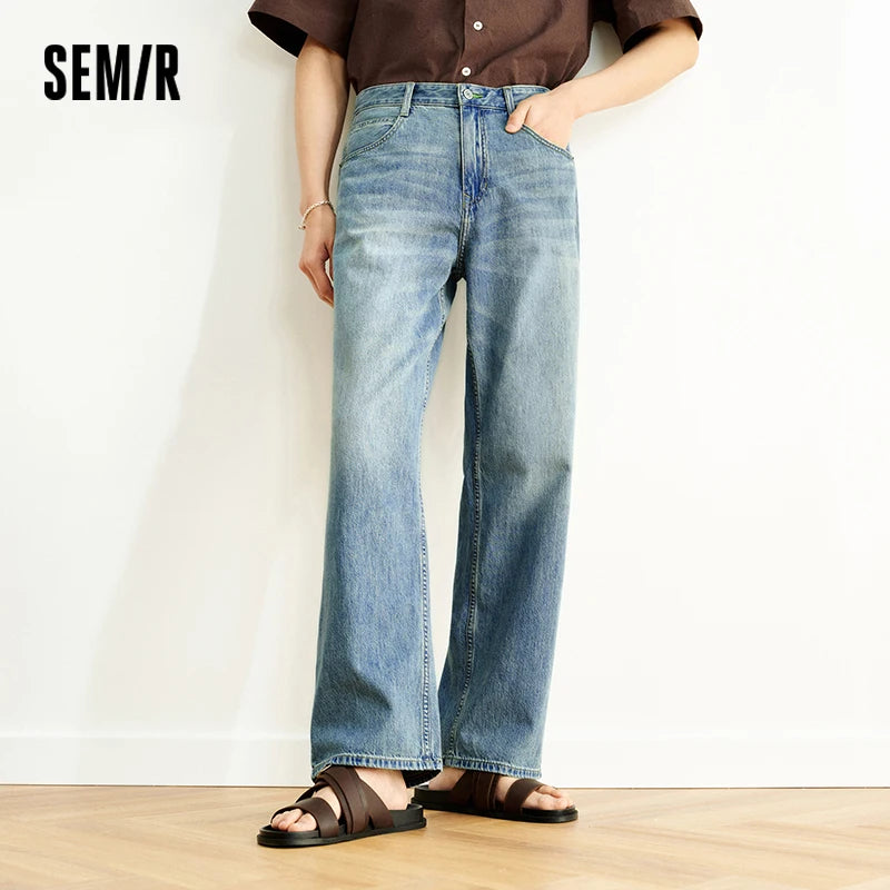 Semir Men Jeans Washed 2026 Retro Loose Fit Straight Cotton Urban Casual Everyday Style Soft Comfortable Daily Wear Trendy