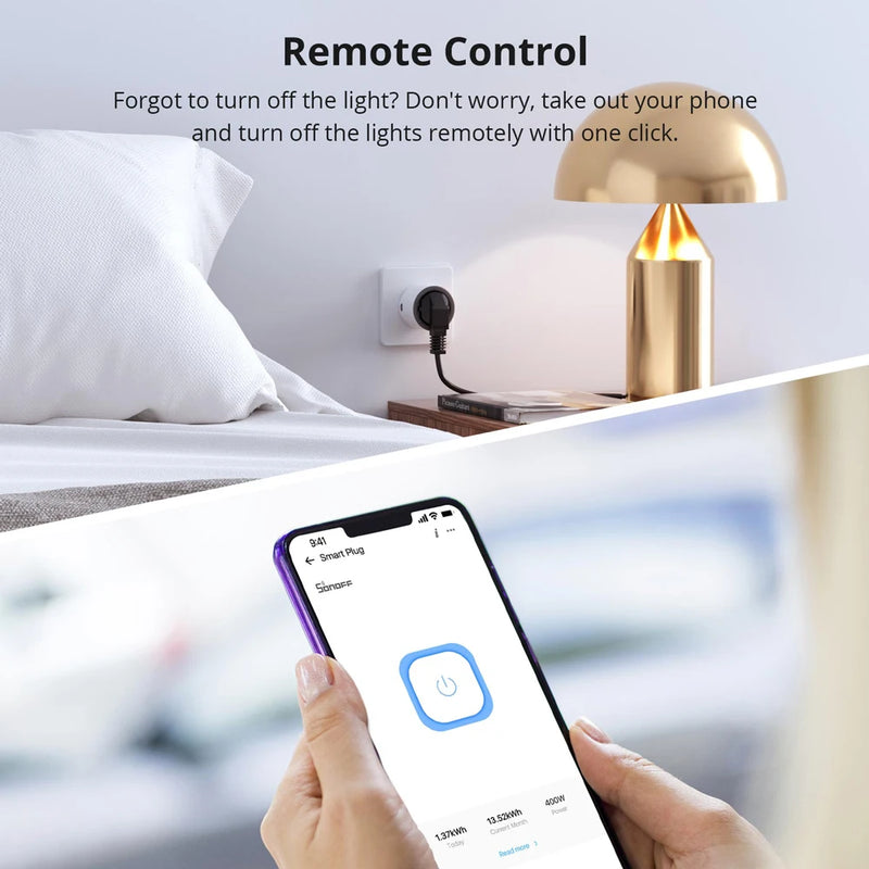 SONOFF S60 EU 16A IPlug Wi-Fi Smart Socket 1-5PCS Overload Protection Smart Scene Remote Control via EWeLink Alexa Google IFTTT