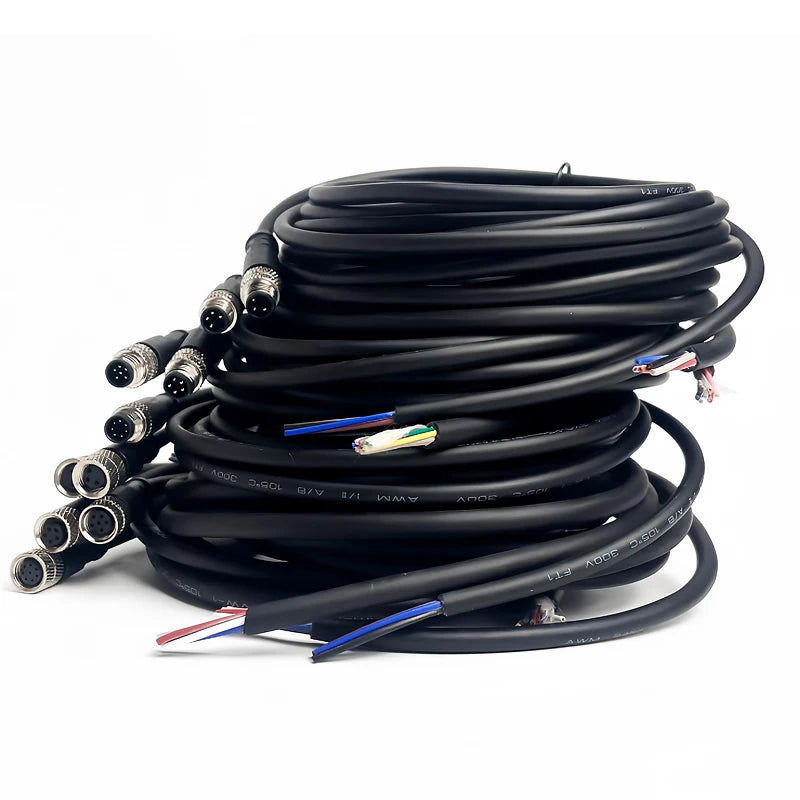 2Meters Waterproof M8 Sensor Connector, Male & Female 3/4/5/6/8 Pin, Integrated Injection Molding Industrial Cable Plug