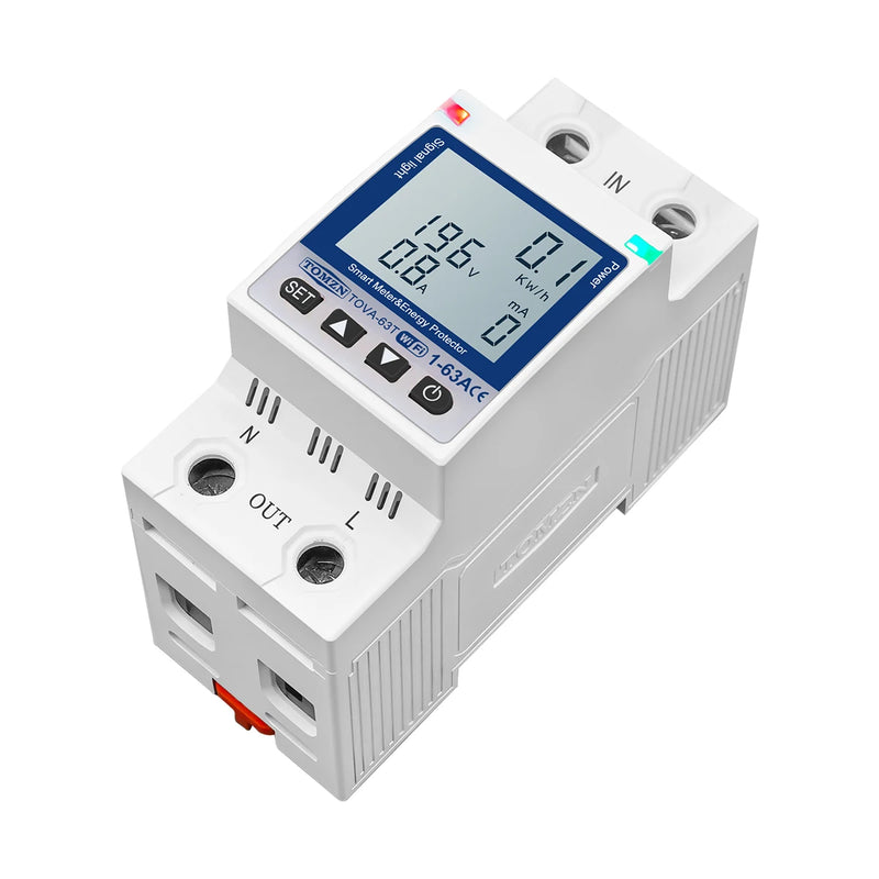 TOMZN Smartlife 63A 110V 220V TUYA WIFI Circuit Breaker Energy Meter Metering Timer With Voltage Current Leakage Protection