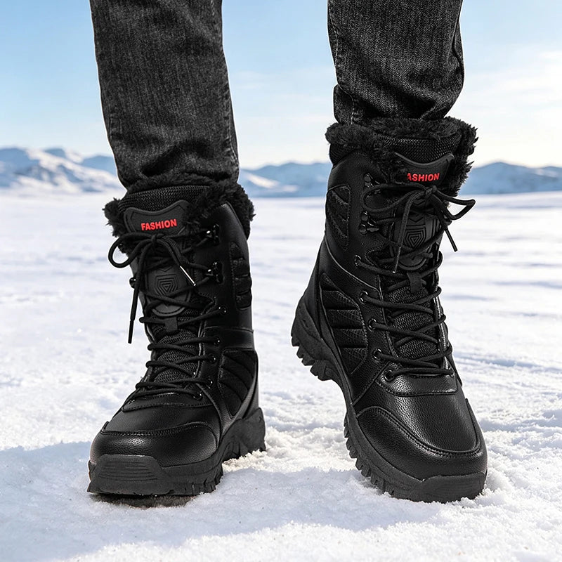 Men's high-top casual cotton boots winter warm plush outdoor cross-country anti slip jungle combat training boots hiking boots
