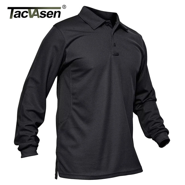 TACVASEN Mens Long Sleeve Collared T-Shirt 3 Button Quick Dry Performance Golf Shirt Athletic Casual Basic Tops Moisture-Wicking