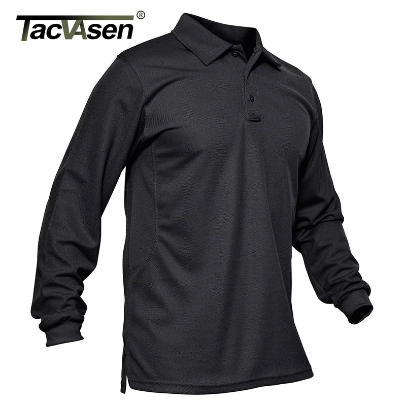 TACVASEN Mens Long Sleeve Collared T-Shirt 3 Button Quick Dry Performance Golf Shirt Athletic Casual Basic Tops Moisture-Wicking