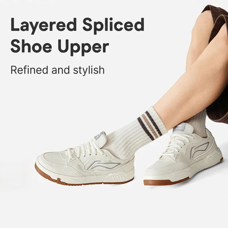 ស្បែកជើងស្គីបុរស Li-Ning Common 80S ខ្នើយពីរជាន់ ស្បែកជើងធម្មតា ស្បែកជើងទាន់សម័យ AGCW135