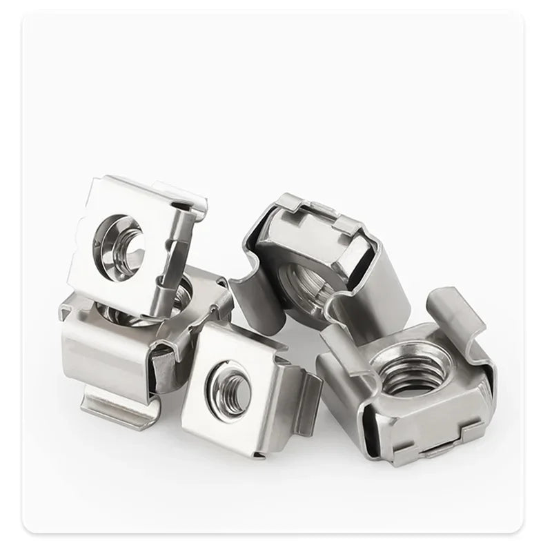 M4 M5 M6 M8 M10 M12 A2-70 304 Stainless Steel Square Clip Floating Cage Nut for Server Cabinet Shelf Rack Mount