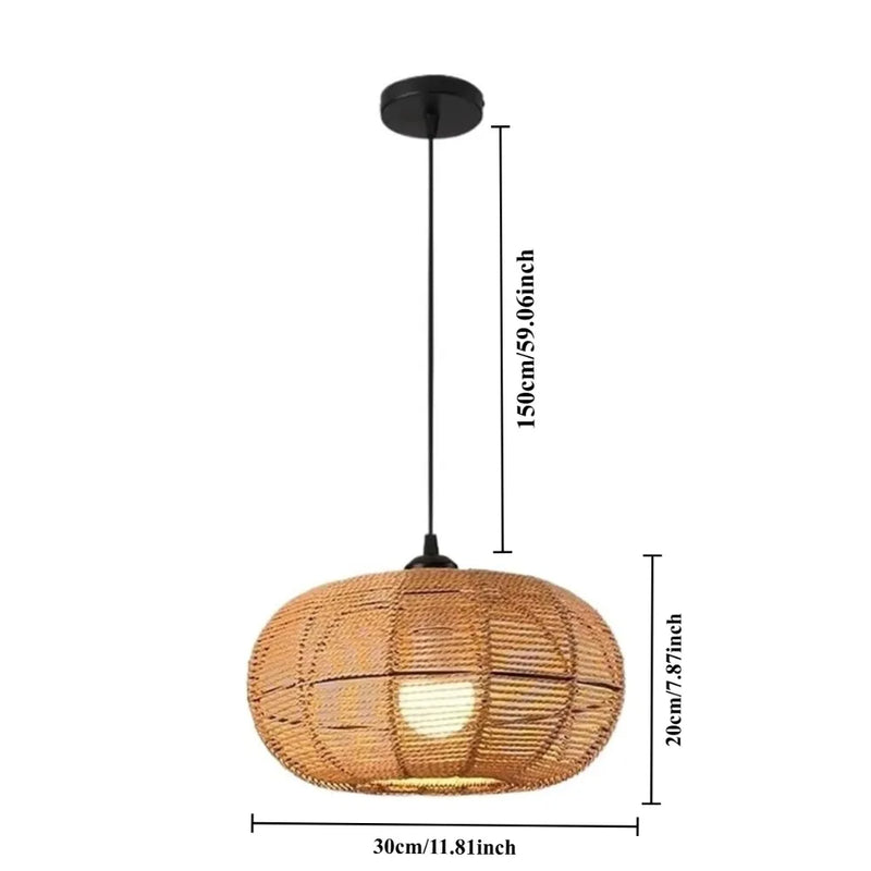 ចង្កៀងព្យួរ JOYINLED ធ្វើពីឫស្សី wicker ត្បាញដោយដៃ ចង្កៀងព្យួរទំហំ 30 សង់ទីម៉ែត្រ សម្រាប់តុបតែងផ្ទះ បរិភោគអាហារ ក្នុងផ្ទះ