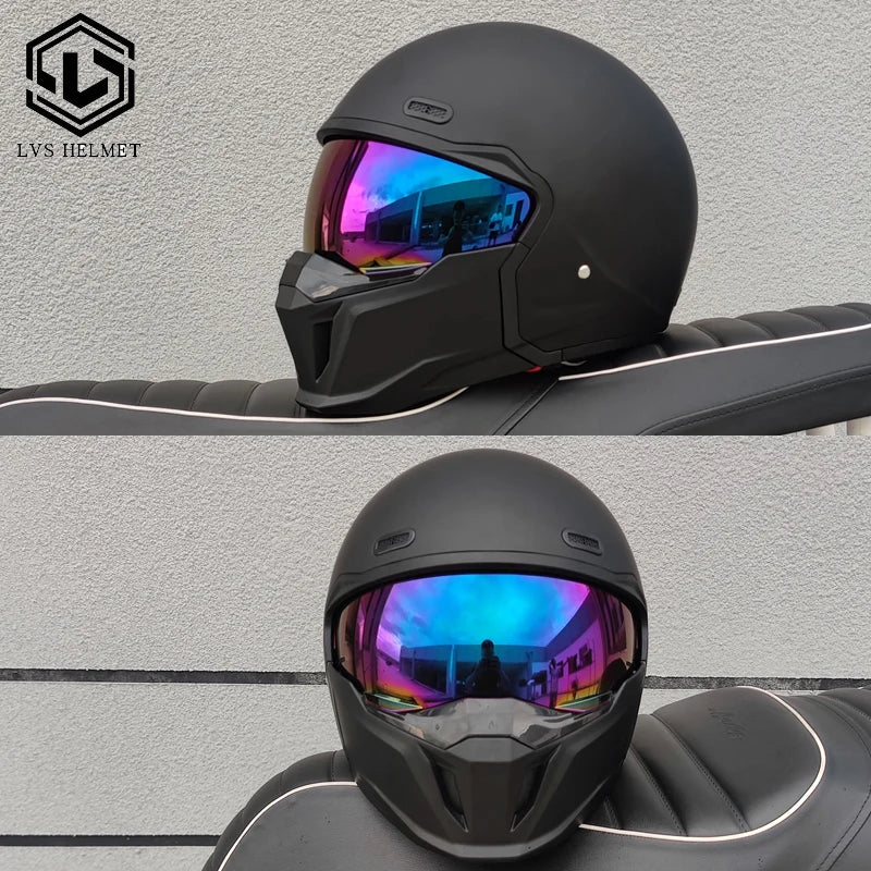 LVS-601 motorcycle retro helmet modular detachable combination full helmet semi covered pilot helmet off-road helmet DOT