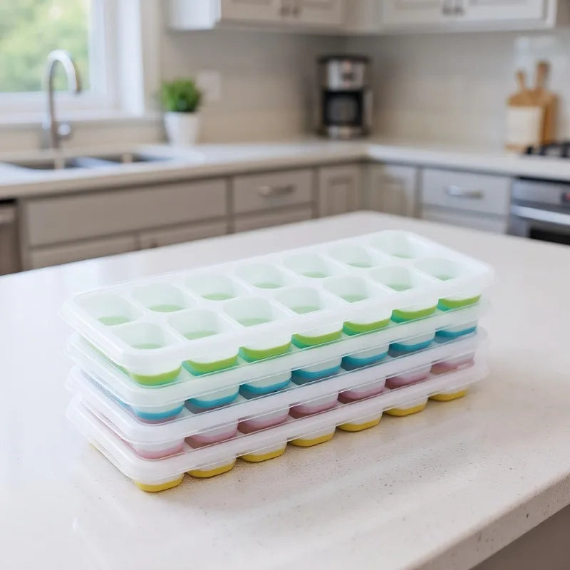14-Square Ice Tray Ice Cube Tray -Anti-Spill Freezing Mold, Easy Release Non-Stick Ice Maker, Suitable for Drinks and Freshness