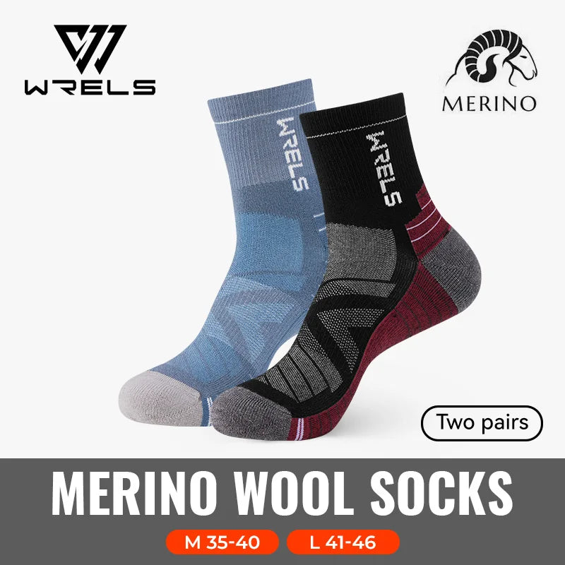 WRELS 1/2/3pairs Merino Wool Socks Thermal Warm Winter High Elastic Thick Hiking Socks Moisture Absorption Wool Sports Socks