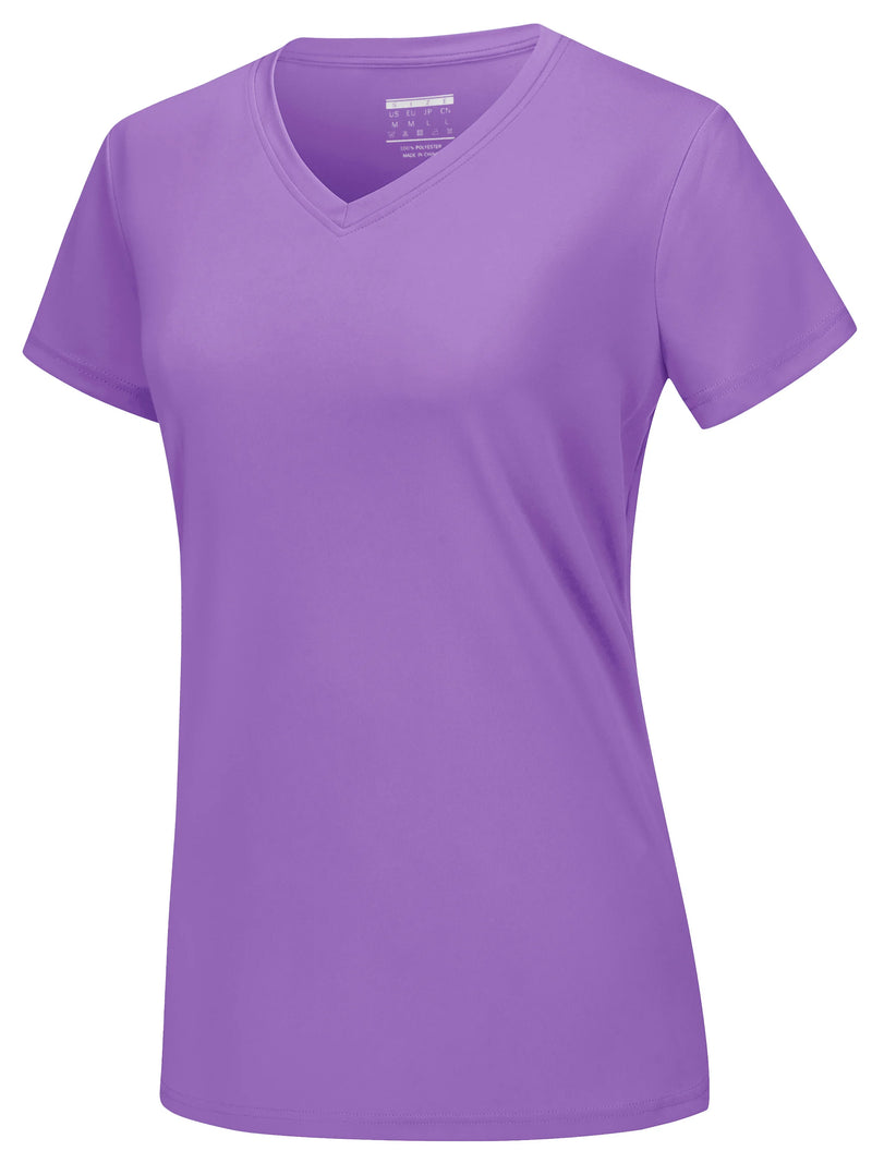 TACVASEN UPF 50+ Summer Sun Protection V-Neck T-shirts Womens Short Sleeve T-shirts Breathable Lightweight Quick Dry Shirts Tops