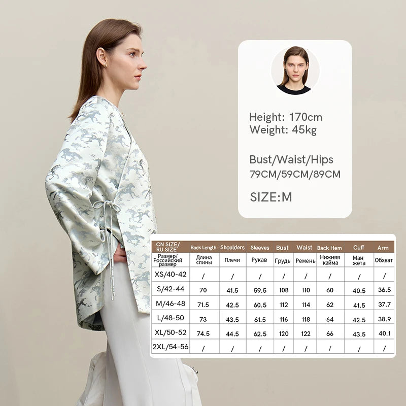 Amii Women's Jacket 2026 Autumn New Chinese Elegant Jacquard Tie Coat O-Neck Loose Asymmetric Placket Long Sleeve Coats 12641097