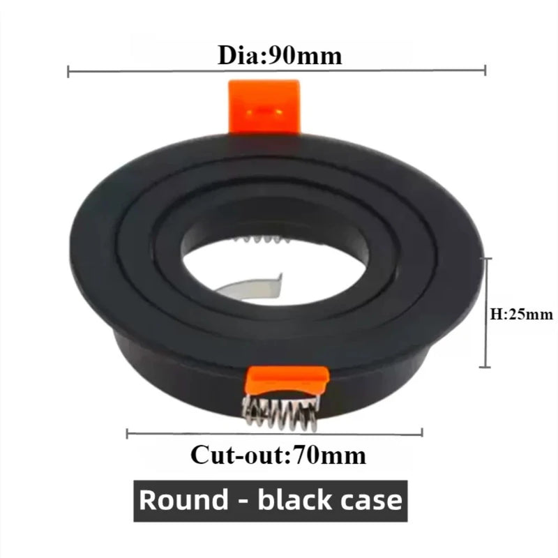 ចង្កៀង JOYINLED អាលុយមីញ៉ូម GU10 MR16 អាចលៃតម្រូវបាន រាងមូល ការ៉េ ពណ៌ខ្មៅ/ស/ប្រាក់ ស៊ុមចង្កៀង LED សម្រាប់ដាក់ចង្កៀង GU10 Downlight