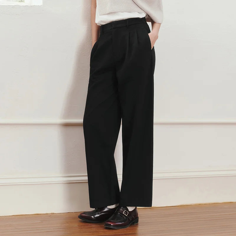 Semir Minimalist Pants Women 2026 Spring Solid Color Ins Trendy Wide Leg Casual Comfortable Daily Wear Long Trousers
