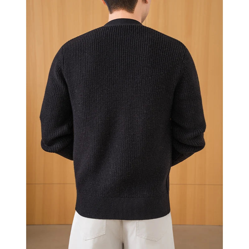 100% Wool Chunky Knit Cardigan, Oversized V-Neck Open Front, Anti-Pilling Relaxed Fit, Autumn Winter Casual Coat