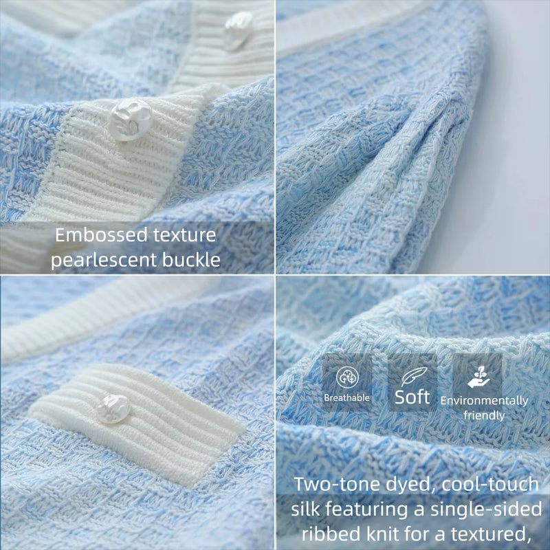 Amii V-Neck Women’s Cardigan 2026 Summer New Elegant Short Sleeve Breathable Knitted Top Casual Cropped Cardigans Lady 12642191