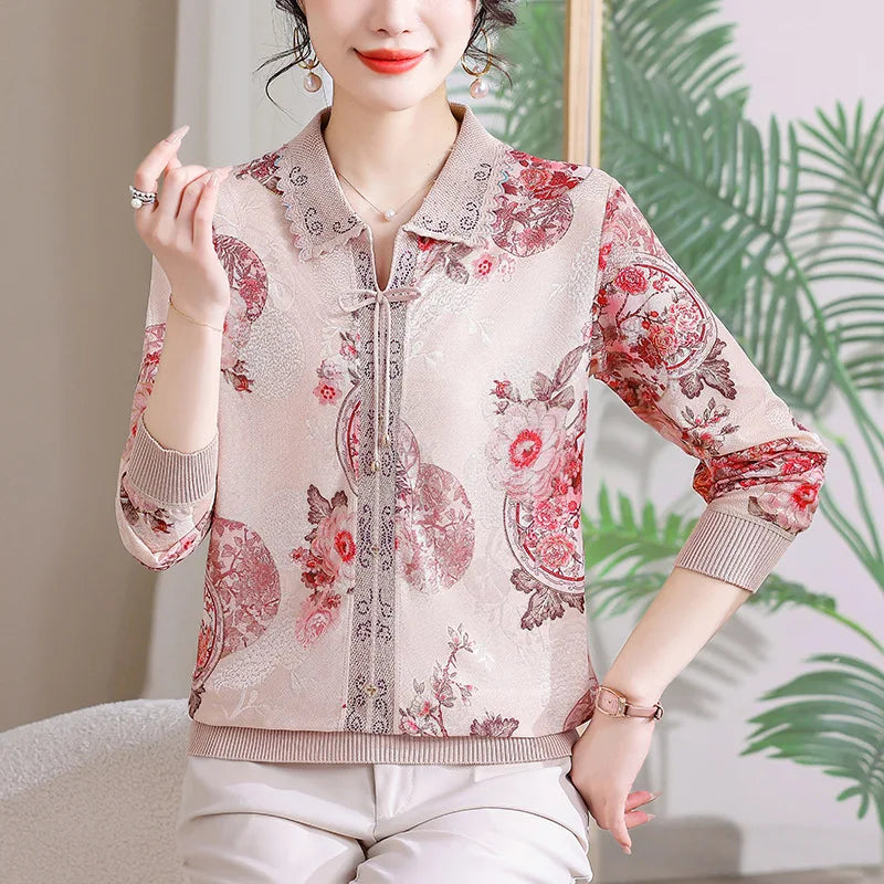 2026 Spring Women's Long-Sleeve Collared T-Shirt, Fashionable Casual Pullover, Available in Blue, Purple, and Red.