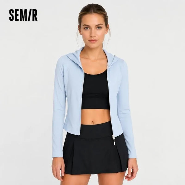អាវក្រៅ Semir សម្រាប់នារី ខ្លី ត្រជាក់ មានអារម្មណ៍បែក ស្ដើង សាមញ្ញ ទាន់សម័យ ទន់ ពាក់ប្រចាំថ្ងៃ
