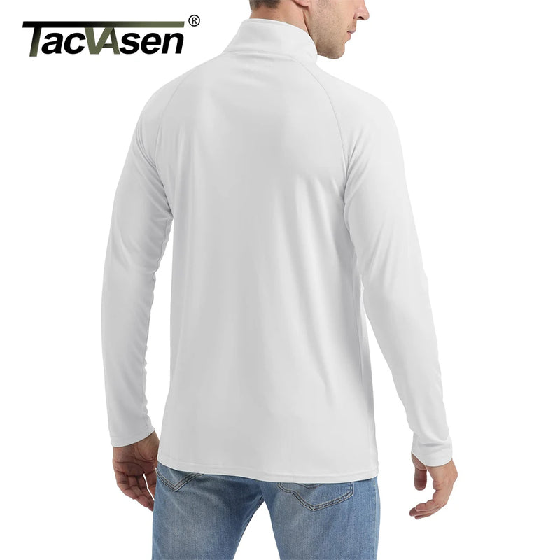 TACVASEN UPF 50+ T-Shirts Men's 1/4 Zip UV Protection Long Sleeve T-Shirts Fishing Hiking Performance Tee Shirts Pullover Tops