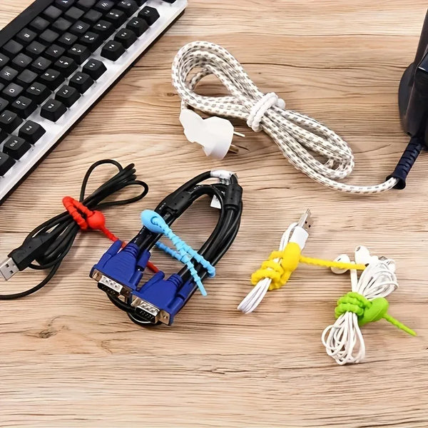 5/10pcs Silicone Reusable Cable Wire Organizer Winder Storage Holder Bag Ties Cord Tie Twist Multifunctional Bag Clip manager