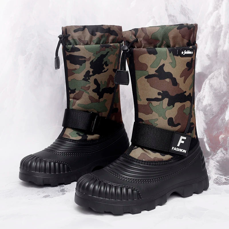 Men's high-top casual snow boots winter light warm velvet cotton boots soft sole non-slip comfort outdoor fashion walking boots