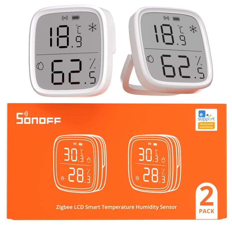 1-4PCS SONOFF SNZB-02D Zigbee LCD Digital Thermometer Smart Temperature Humidity Sensor APP Monitoring Work with Alexa Google
