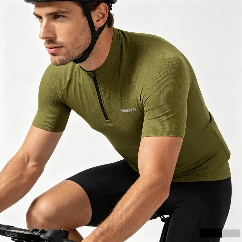 Men's Seamless Compression Cycling Jersey Short Sleeve, Breathable UV Protection Bicycle Top for MTB Road Bike BMX Off-Road Ridi