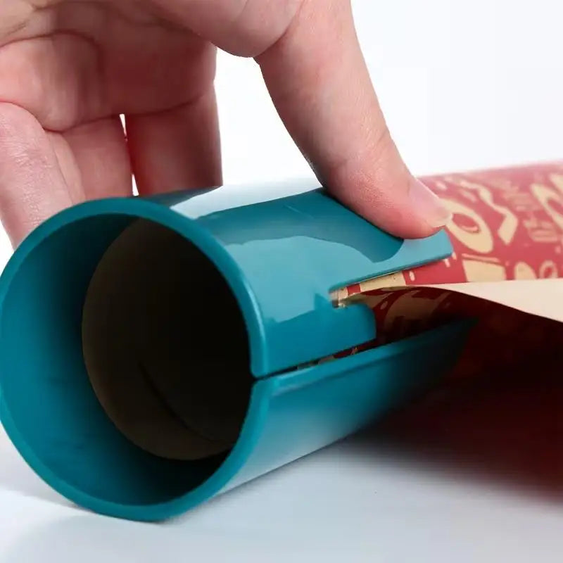 2pcs Christmas Paper Cutter: Manual Plastic Wrap Tool for Gift Wrapping, No Battery Needed.