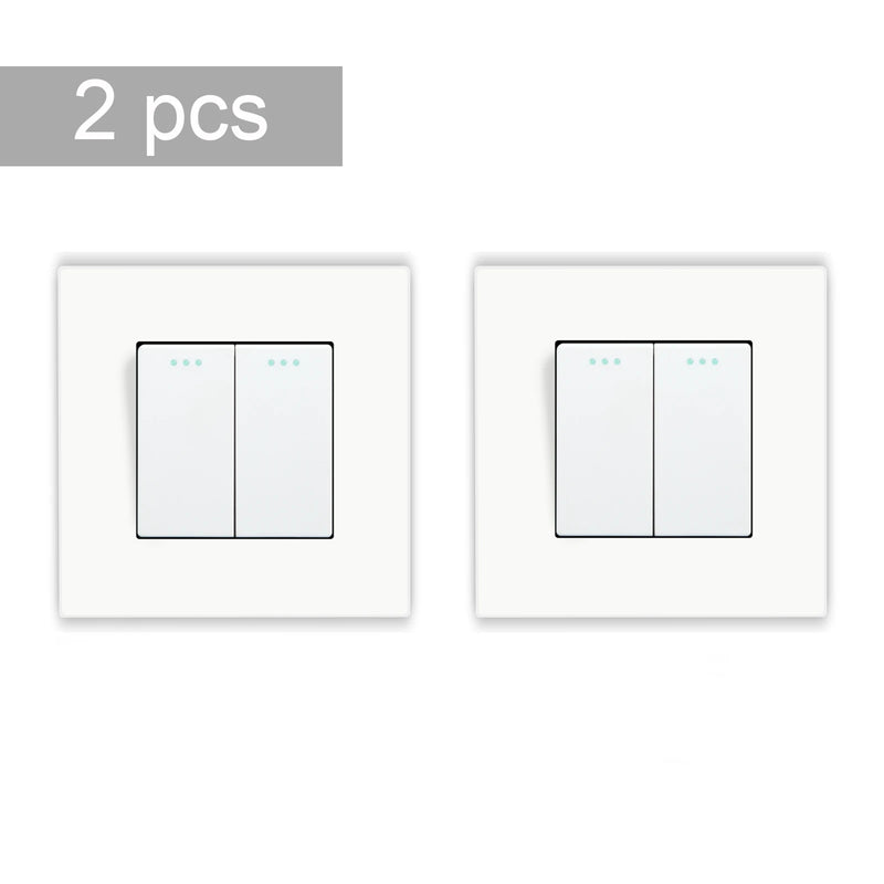BSEED 2Packs Button Light Switch 1/2/3Gang 2Way Wall Light Switch Plastic Frame Switch On Off For Stairs 10A 250V