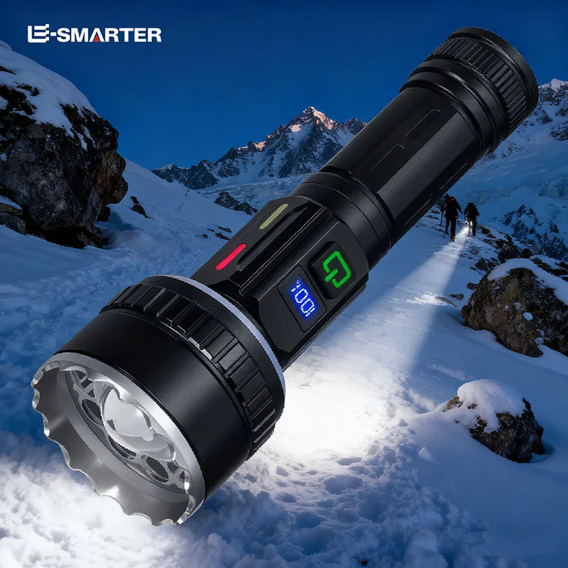 ពិល LED ពន្លឺខ្ពស់ ប្រើប្រាស់ច្រើនមុខងារក្រៅផ្ទះ ជាមួយនឹងថ្មកាន់បានយូរ មូលដ្ឋានម៉ាញេទិក និងភ្លើងឡាស៊ែរពណ៌សសម្រាប់ការងារ