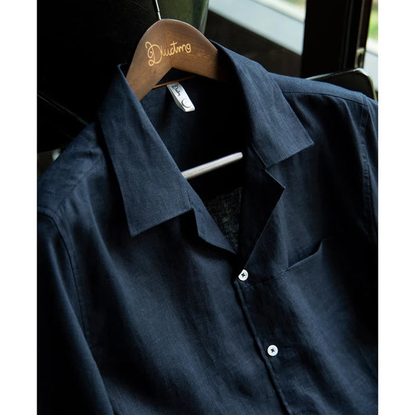 Men's 100% Linen Long Sleeve Shirt – Premium Cuban Collar, Lightweight & Breathable