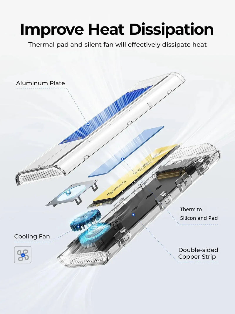 ORICO 40Gbps USB4 M.2 SSD Case with Cooling Fan M2 NVMe Case Enclosure Compatible with Thunderbolt 3 4 USB3.2 for MacBook Pro