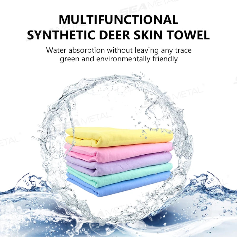 SEAMETAL PVA Car Wash Towel Soft Strong Absorbent Cleaner Auto Care Cleaning Cloth Hair Drying Deerskin Towels 43X32/61X43CM