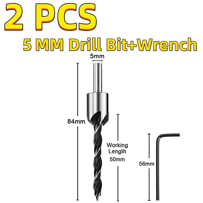 3mm-10mm HSS Countersink Drill Bit Set Reamer Woodworking Chamfer Drill Counterbore Pliot Hole Cutter Screw Hole Drill 5MM Silver