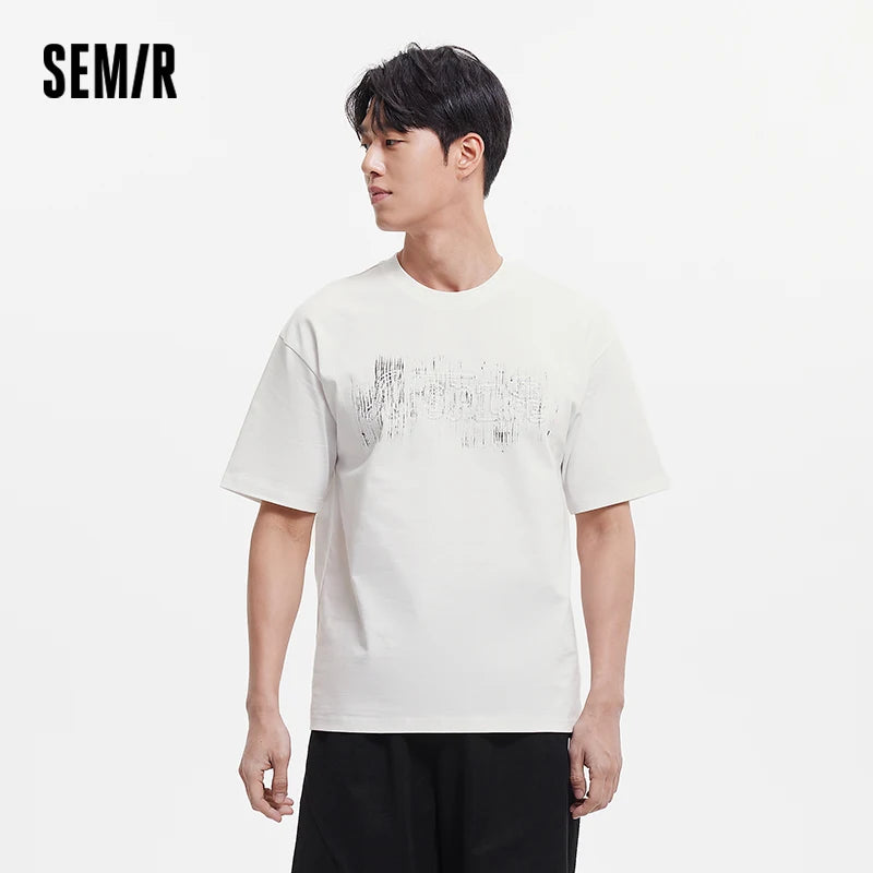 Semir Mens Tshirt 2026 Gradient Letter Printed Unique Design Loose Trendy Knitted Casual