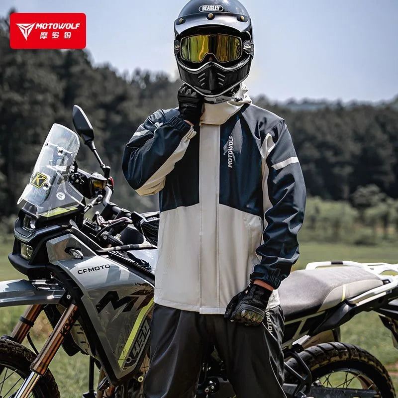 ឈុតអាវភ្លៀងម៉ូតូ MOTOWOLF សម្រាប់ជិះក្រៅផ្ទះ ការពារព្យុះភ្លៀង ខោការពារទឹក អាវភ្លៀងសម្រាប់អ្នកជិះម៉ូតូ