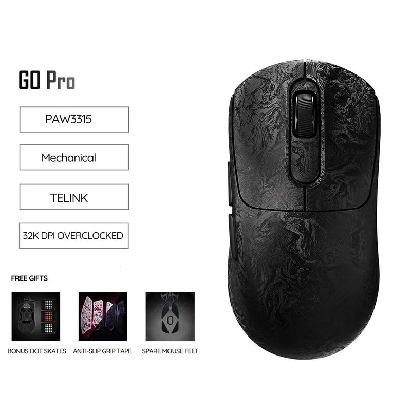 Akko GO Wireless Gaming Mouse Carbon Fiber PAW3955/3950/3315 Sensor 55g Lightweight Dual 8K Polling Rate 65000DPI Esports Mice